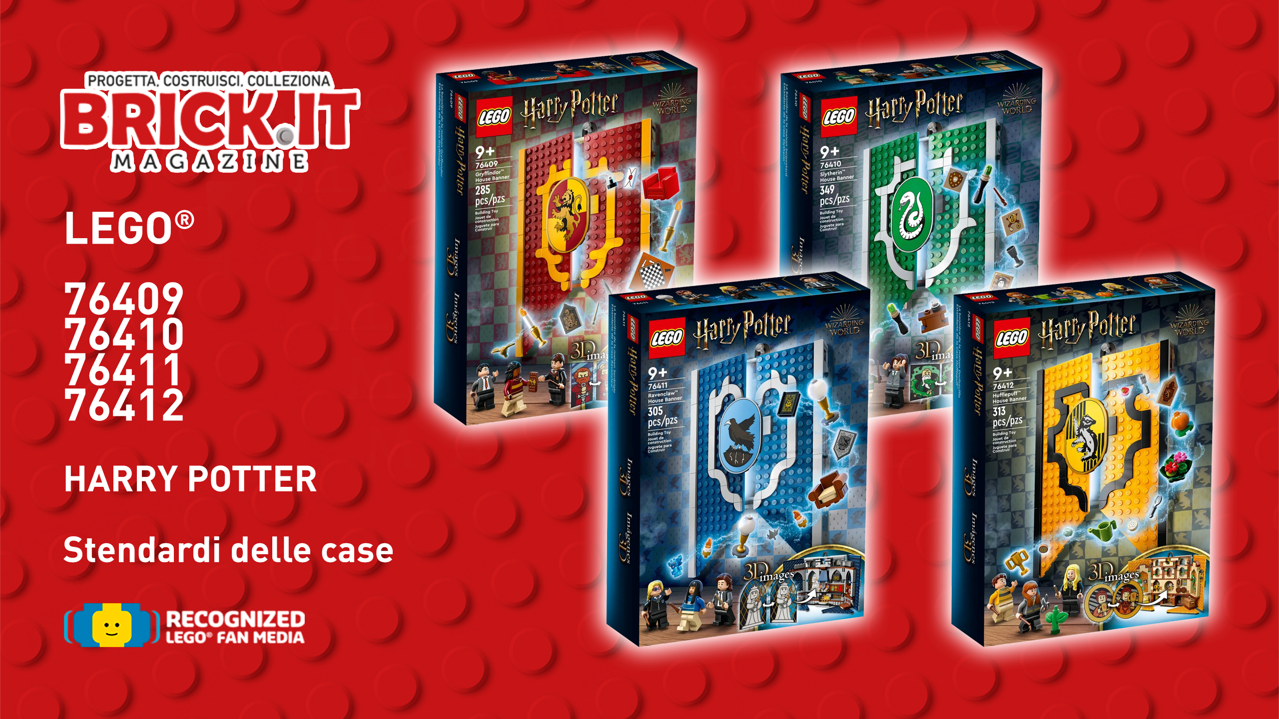Set LEGO® Harry Potter 76409-76410-76411-76412 – Stendardi delle 4 case – Recensione