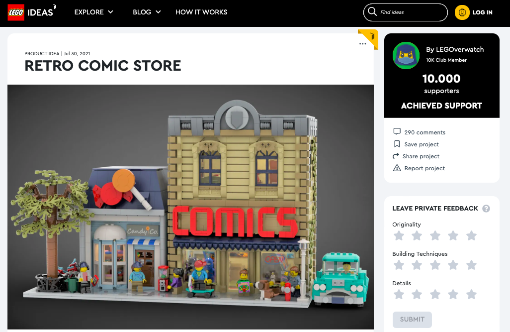 Retro Comic Store ha raggiunto 10.000 like su LEGO® Ideas 