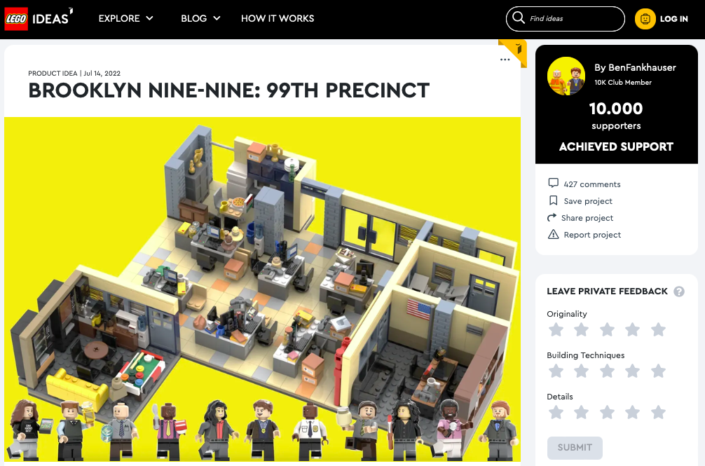 Brooklyn Nine-Nine: 99th Precinct ha raggiunto i 10.000 like su LEGO® Ideas