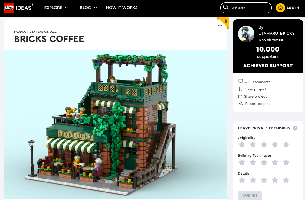 Bricks Cofee ha raggiunto i 10.000 like sul portale LEGO® Ideas