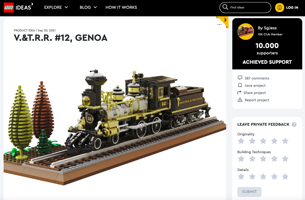 V.&..R.R. #12, Genoa ha raggiunto i 10.000 like sul portale LEGO® Ideas