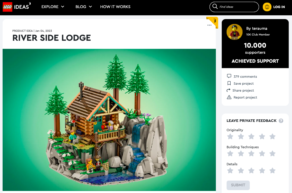 Riverside Lodge ha raggiunto i 10.000 like sul portale LEGO® Ideas