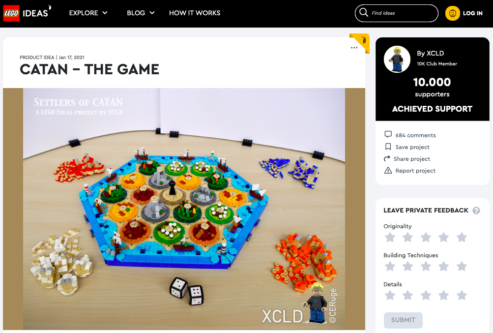 Catan – the Game ha raggiunto i 10.000 like sul portale LEGO® Ideas