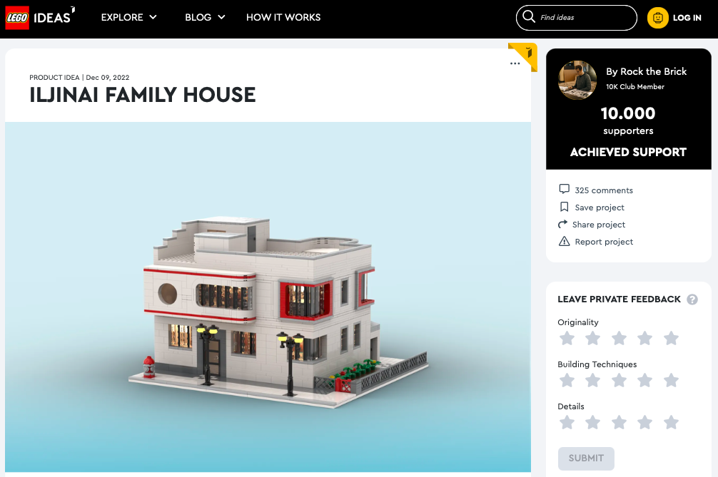 Iljinai Family House ha raggiunto i 10.000 like sul portale LEGO® Ideas