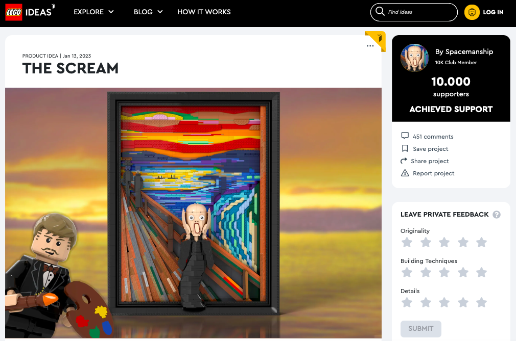 The Scream ha raggiunto i 10.000 like sul portale LEGO® Ideas