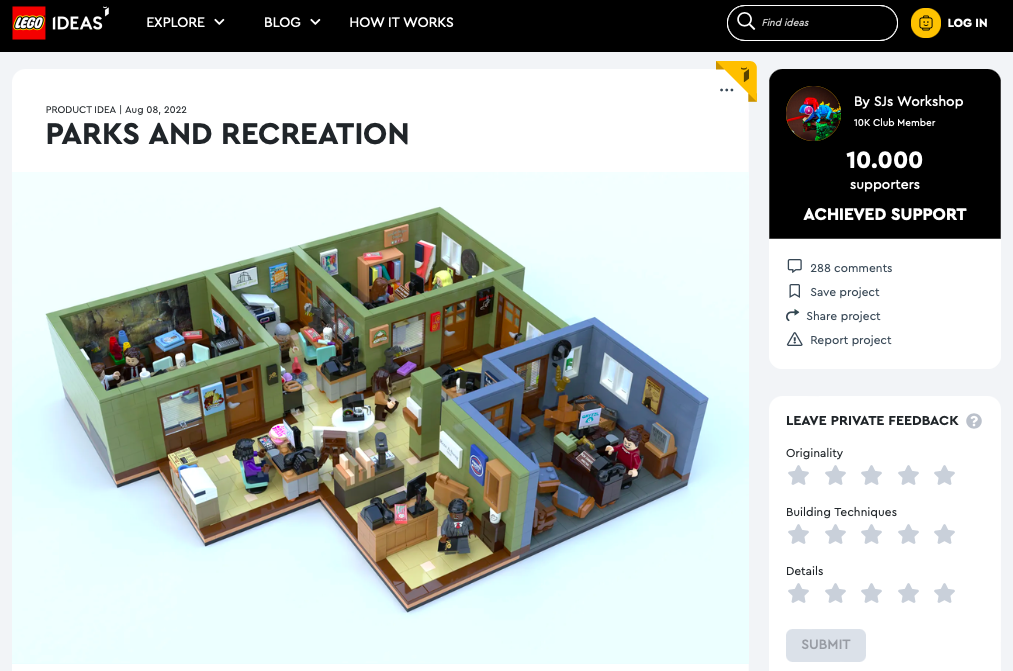 Parks and Recreation ha raggiunto i 10.000 like sul portale LEGO® Ideas