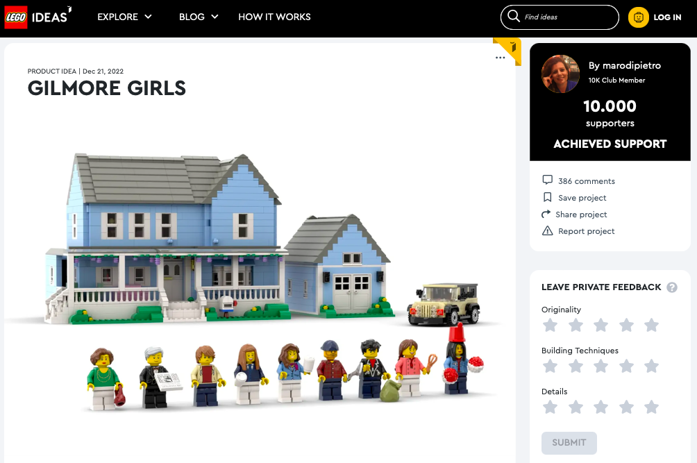Gilmore Girls ha raggiunto i 10.000 like sul portale LEGO® Ideas