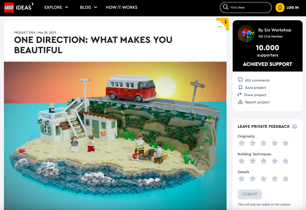 One Direction: What Makes You Beautiful ha raggiunto i 10.000 like sul portale LEGO® Ideas