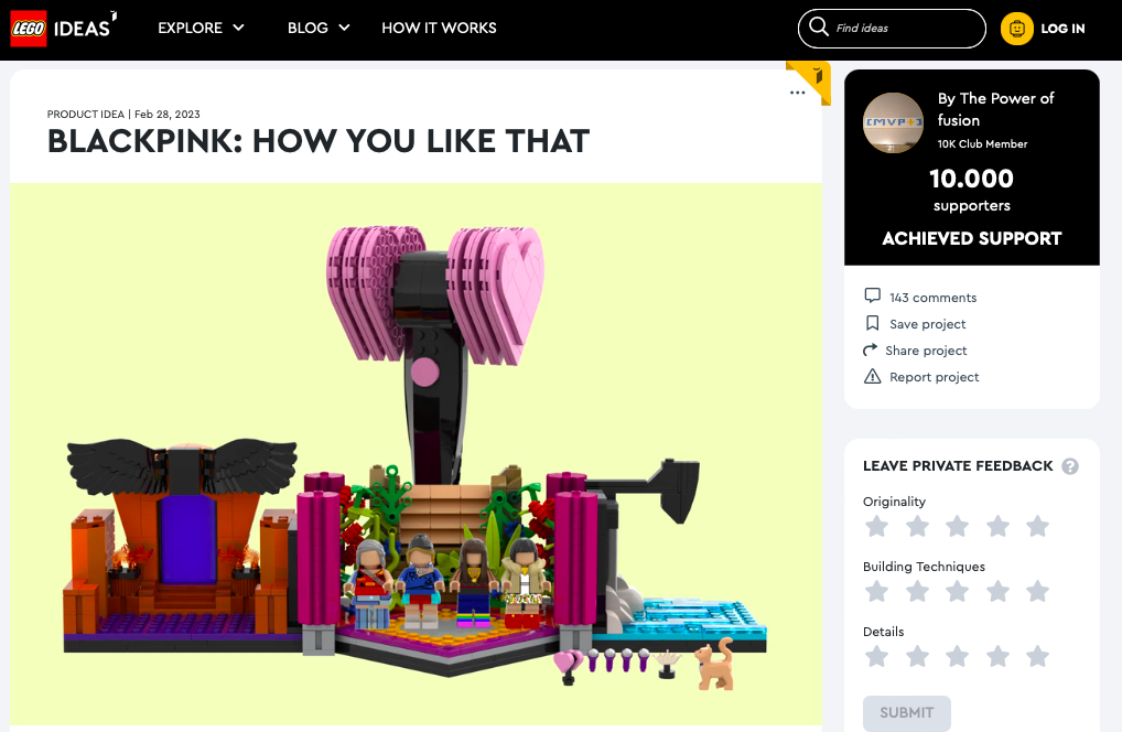 BLACKPINK: How You Like That ha raggiunto i 10.000 like sul portale LEGO® Ideas