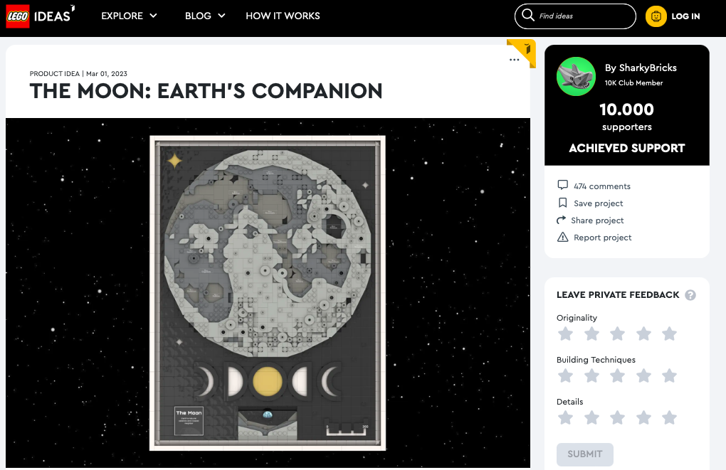 The Moon: Earth’s Companion ha raggiunto i 10.000 like sul portale LEGO® Ideas