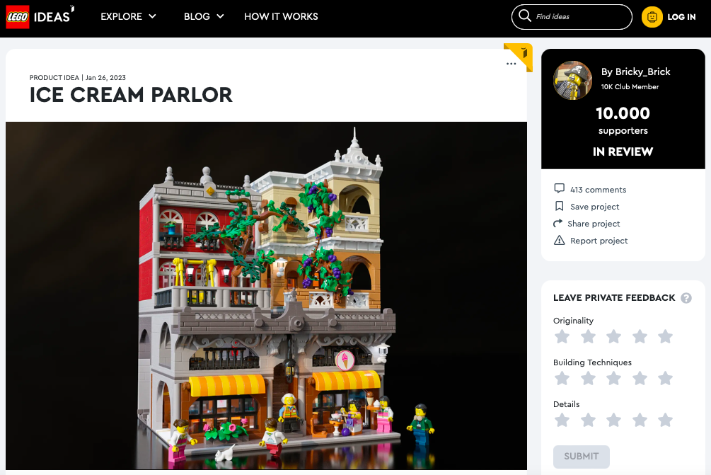 Ice Cream Parlor  ha raggiunto i 10.000 like sul portale LEGO® Ideas