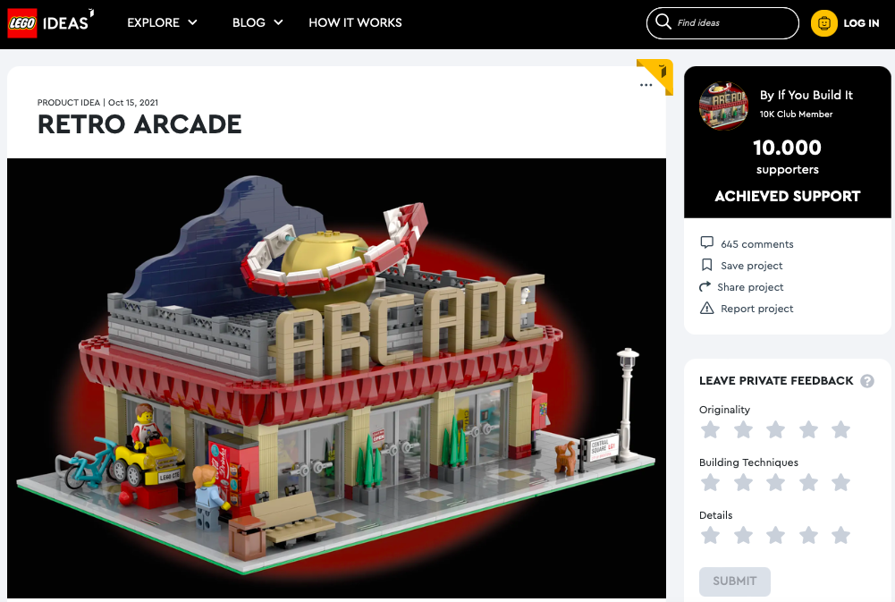 Retro Arcade ha raggiunto i 10.000 like sul portale LEGO® Ideas