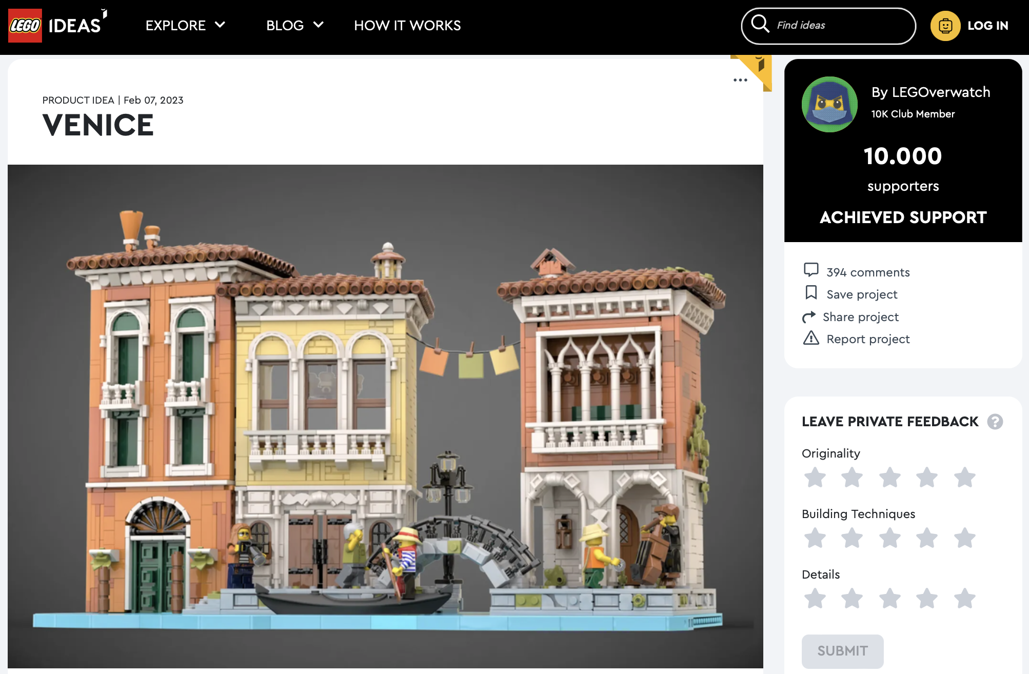 Venice ha raggiunto i 10.000 like sul portale LEGO Ideas