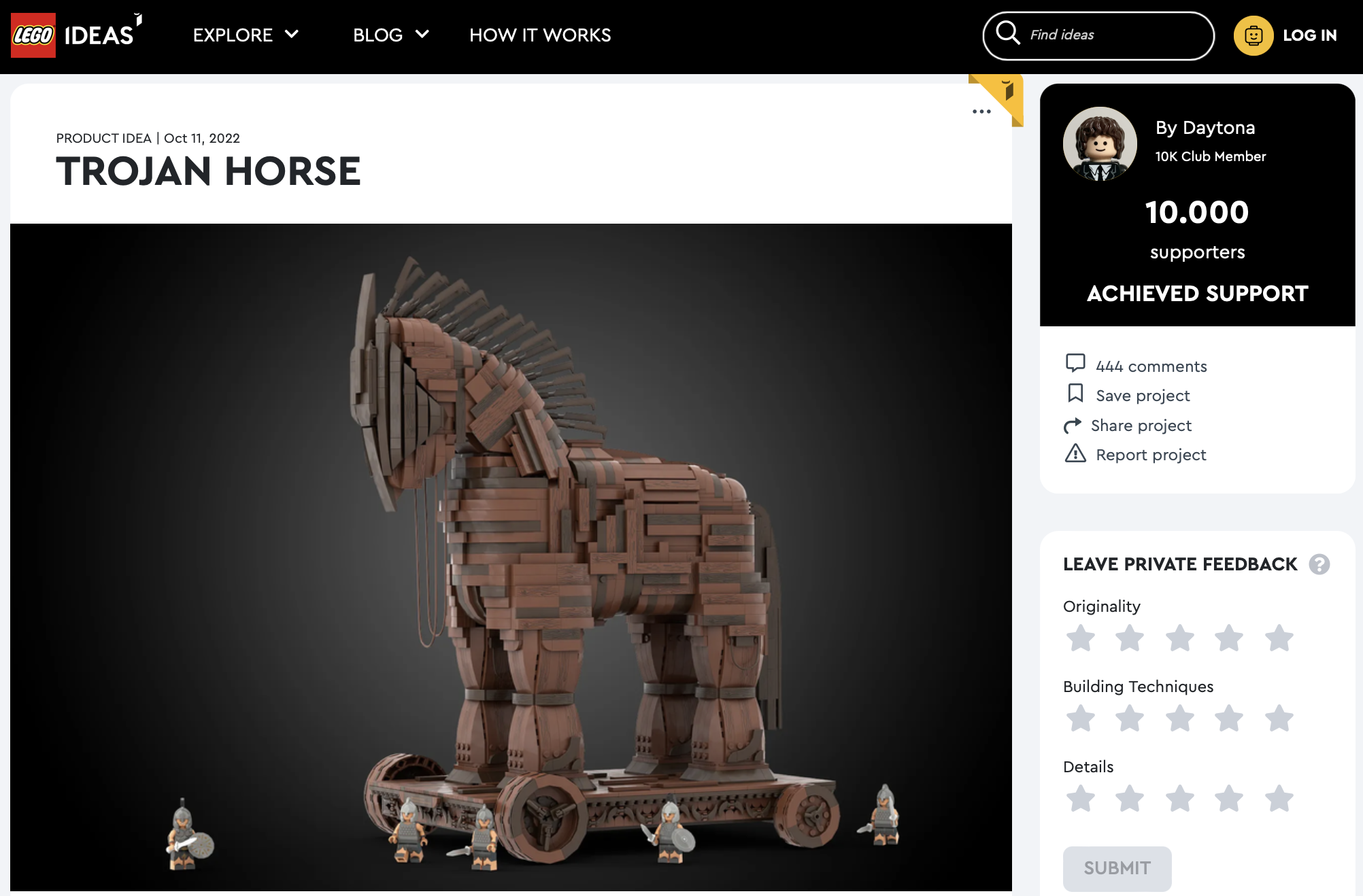 Trojan Horse ha raggiunto i 10.000 like sul portale LEGO Ideas