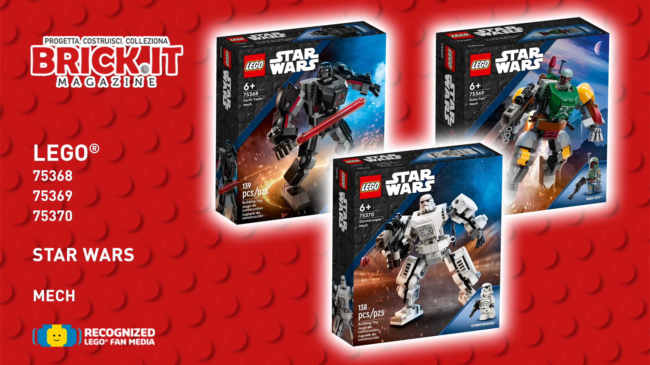LEGO® Star Wars: 75368 – Darth Vader™ Mech / 75369 Boba Fett™ Mech / 75370 Stormtrooper™ Mech – Recensione Set