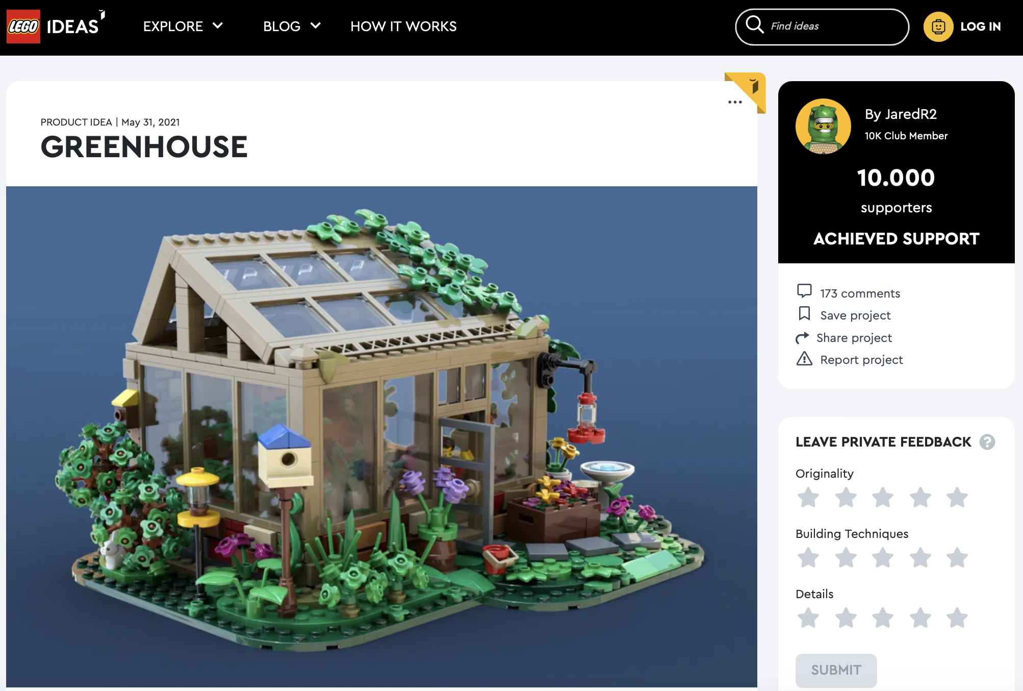 Green House ha raggiunto i 10.000 like sul portale LEGO Ideas
