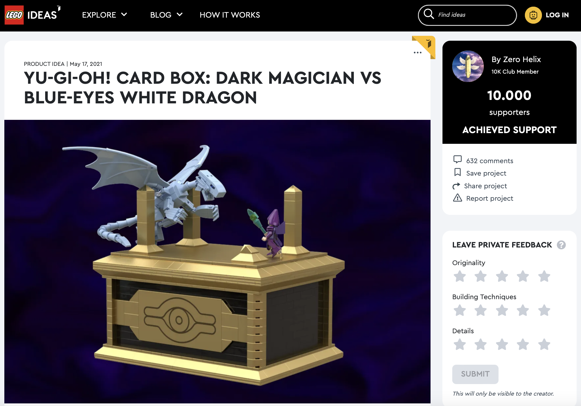 Yu-Gi-Oh! Card Box: Dark Magician vs Blue-Eyes White Dragon ha raggiunto i 10.000 like sul portale LEGO Ideas