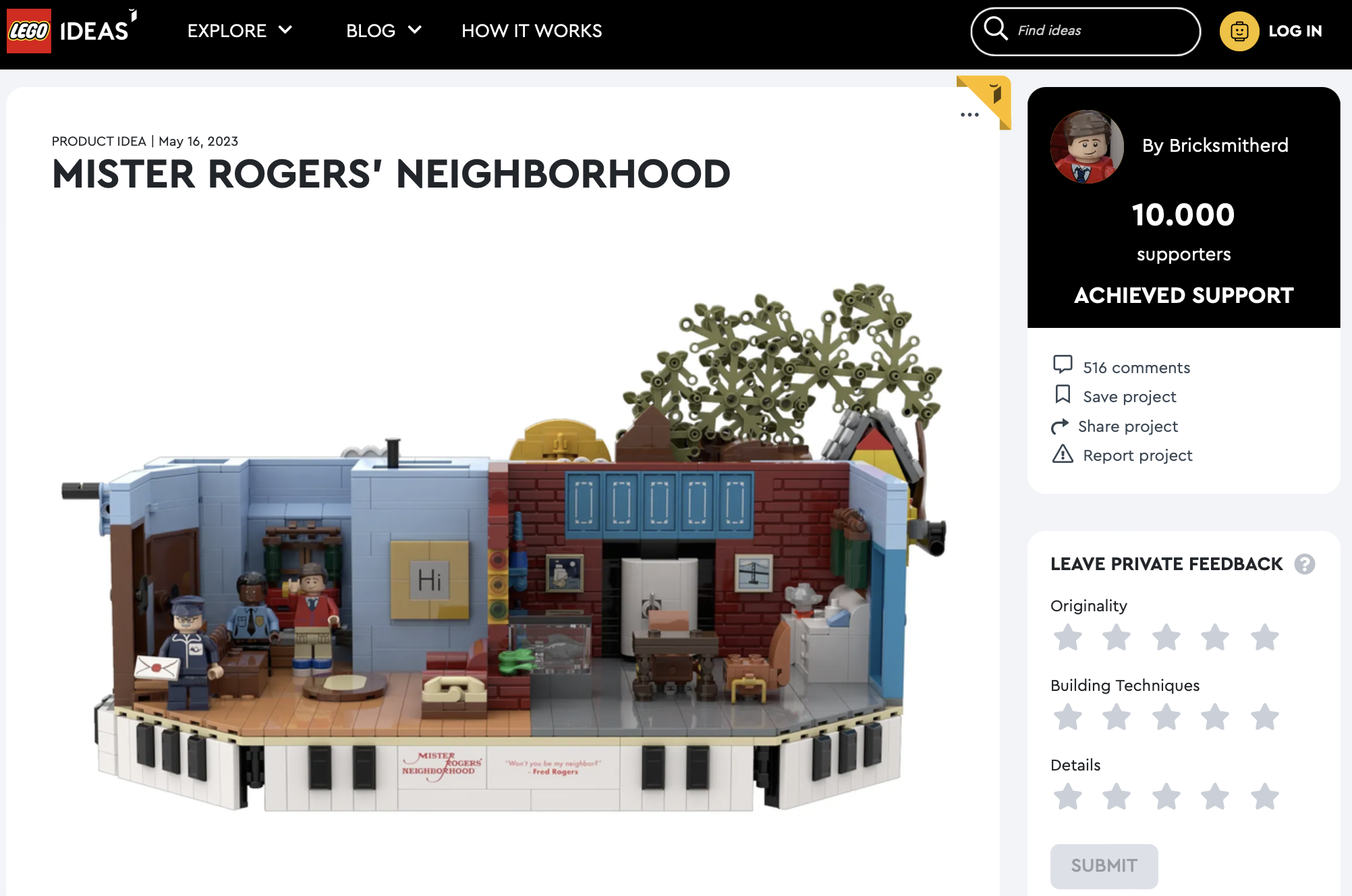 Mister Rogers’ Neighborhood ha raggiunto i 10.000 like sul portale LEGO Ideas