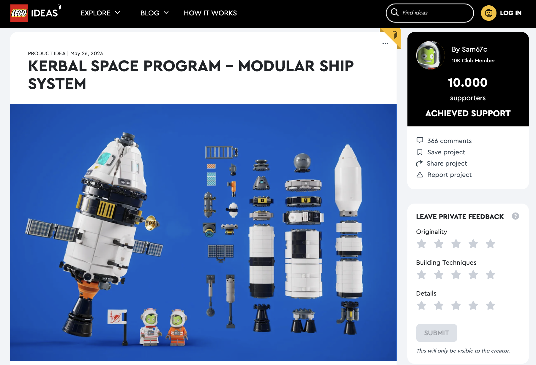 Kerbal Space Program – Modular Ship System ha raggiunto i 10.000 like sul portale LEGO Ideas