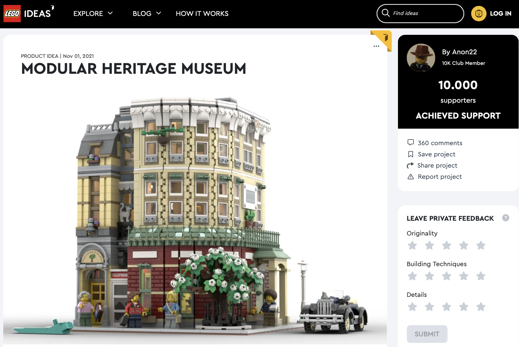 Modular Heritage Museum raggiunge i 10.000 like su LEGO Ideas