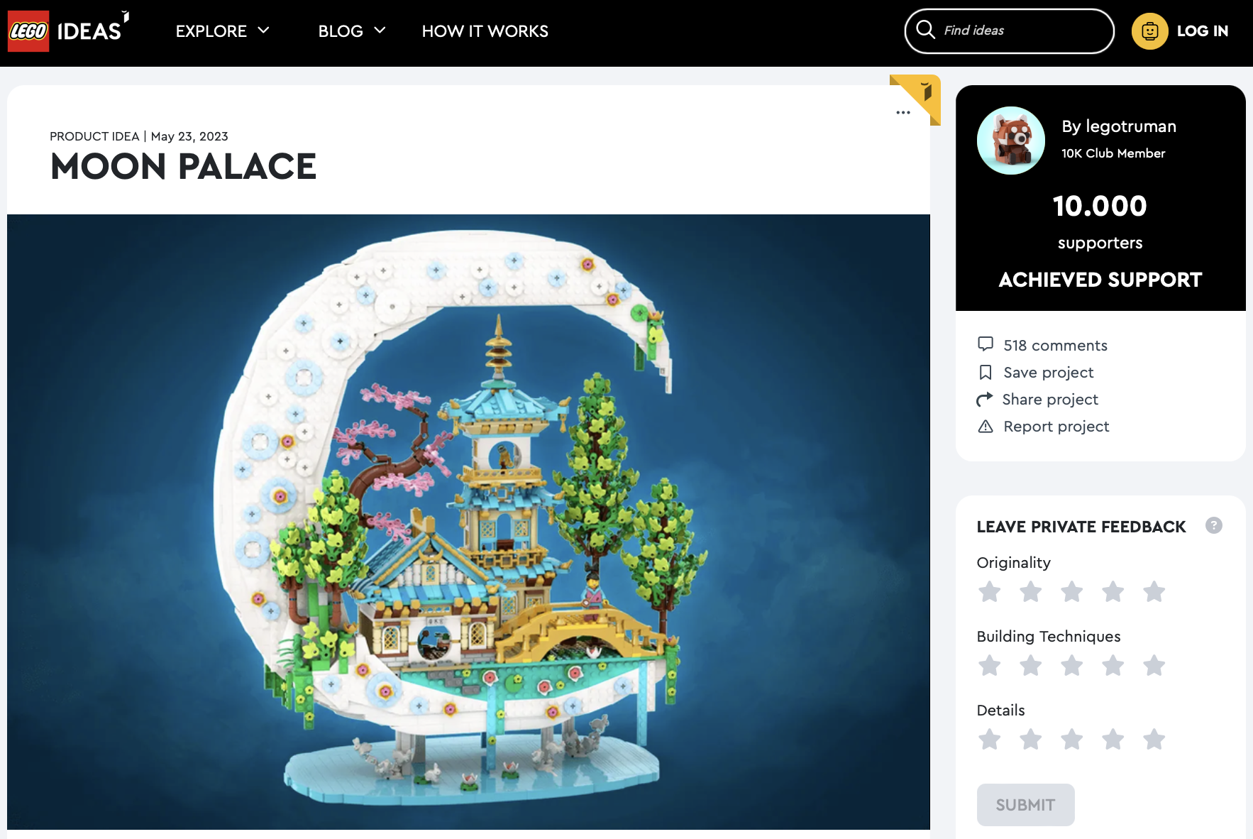 Moon Palace raggiunge i 10.000 like su LEGO Ideas