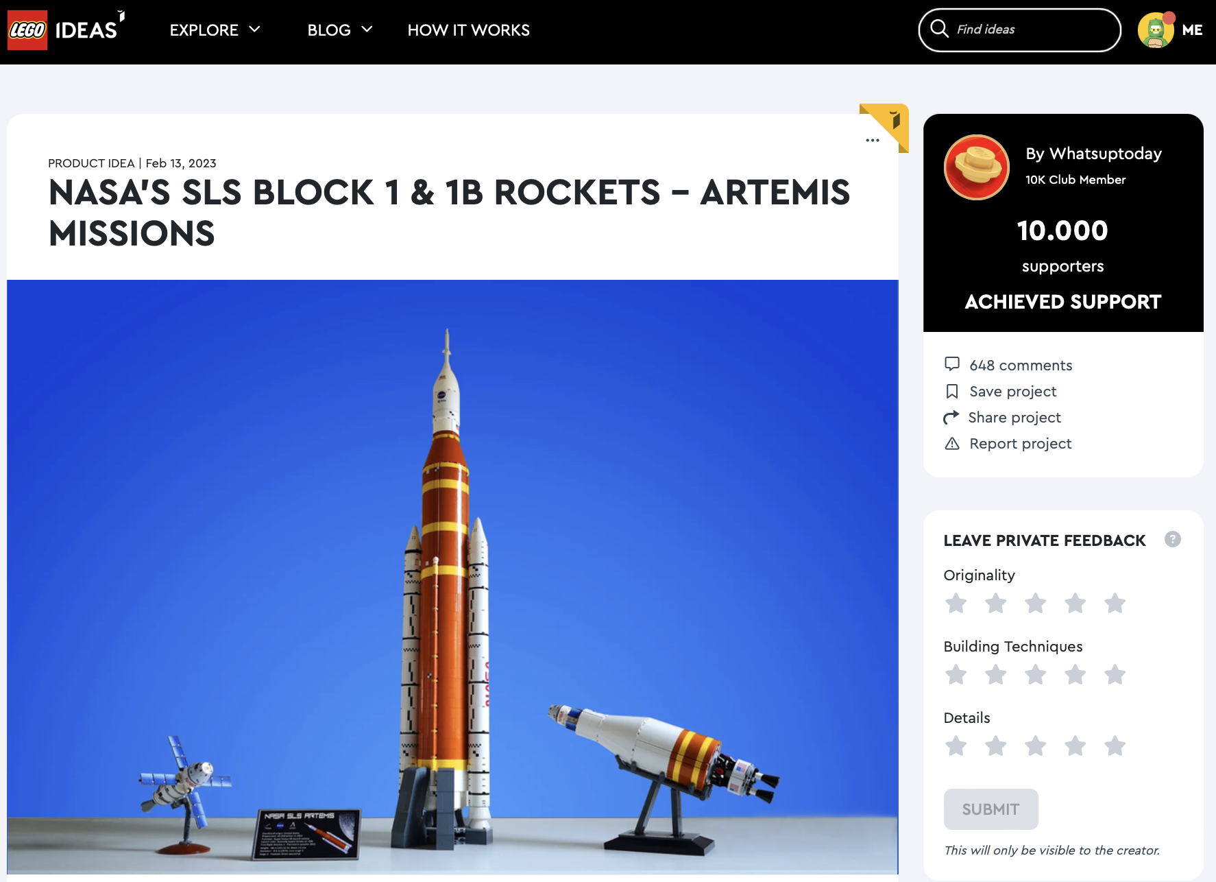 Nasa’s SLS block 1 & 1B Rockets – Artemis Missions raggiunge i 10.000 like su LEGO Ideas