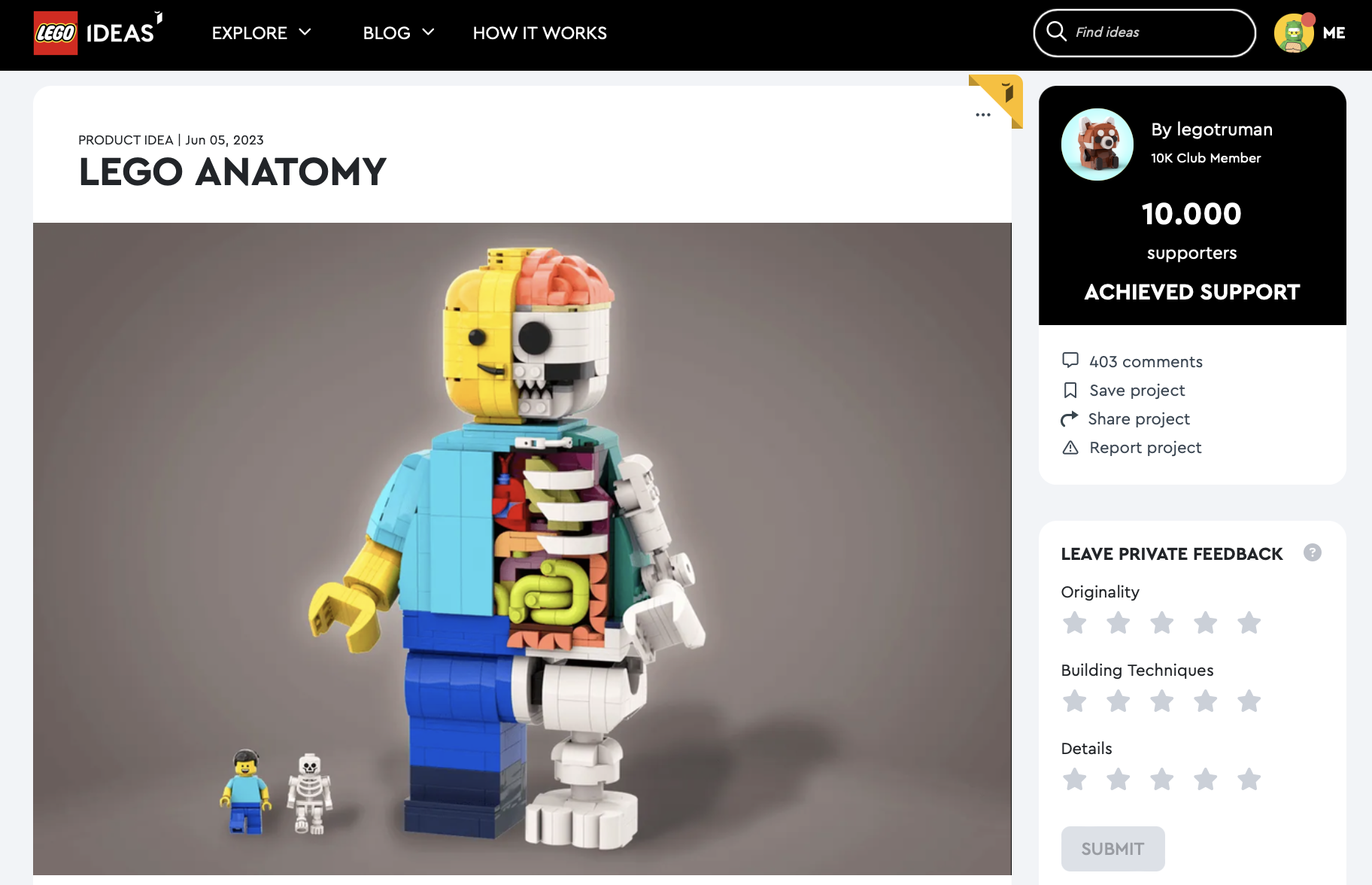 LEGO Anatomy raggiunge i 10.000 like su LEGO Ideas