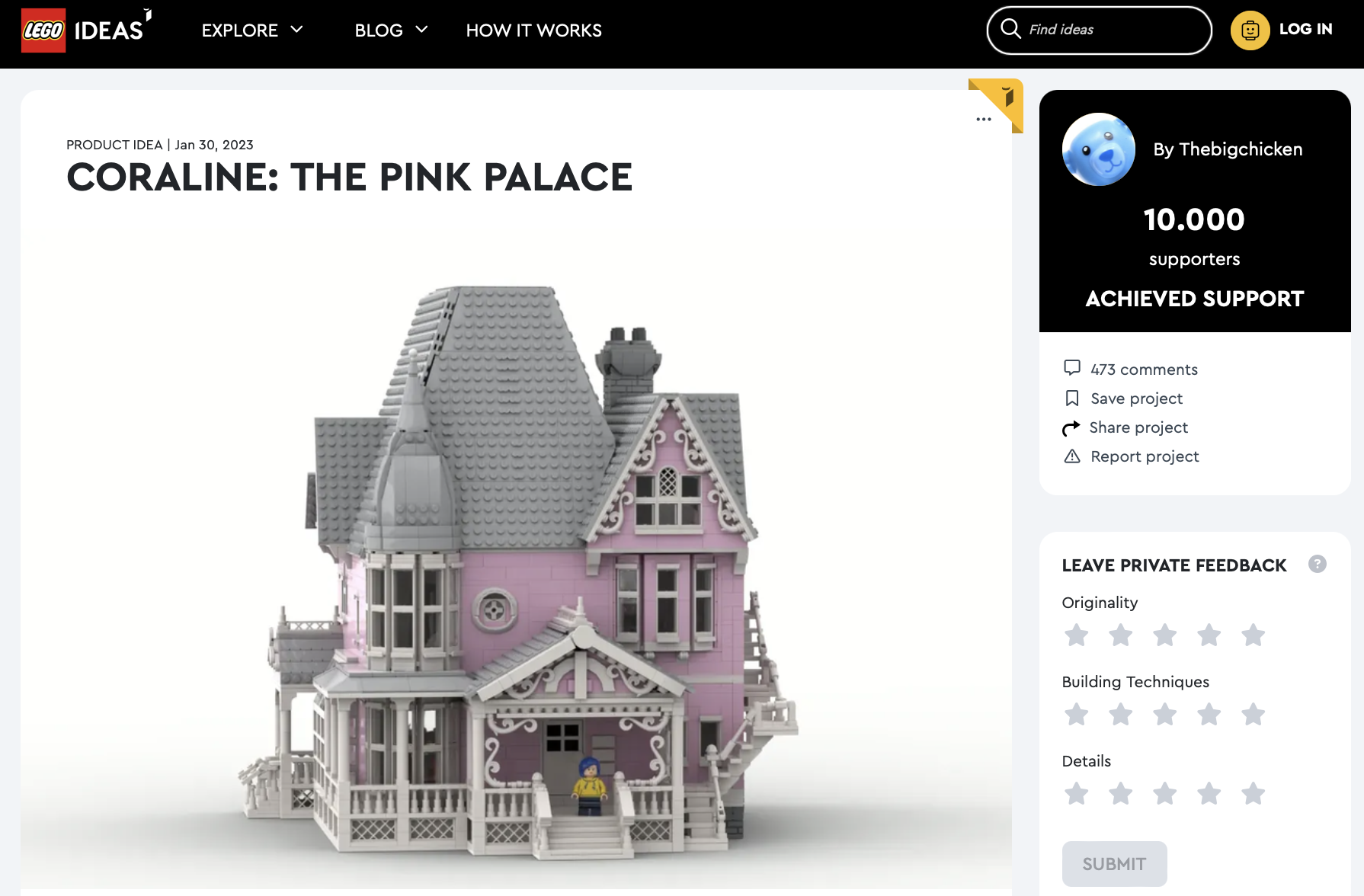 Coraline: the pink palace ha raggiunto 10.000 like su LEGO Ideas