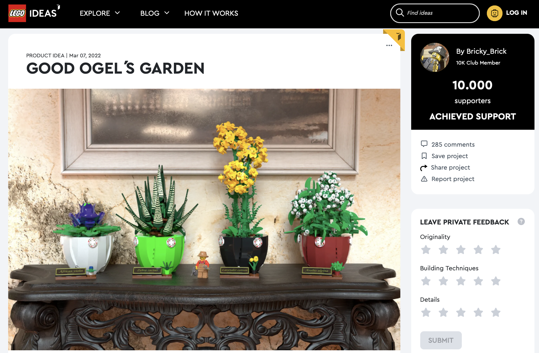 Good Ogel’s Garden ha raggiunto 10.000 like su LEGO Ideas
