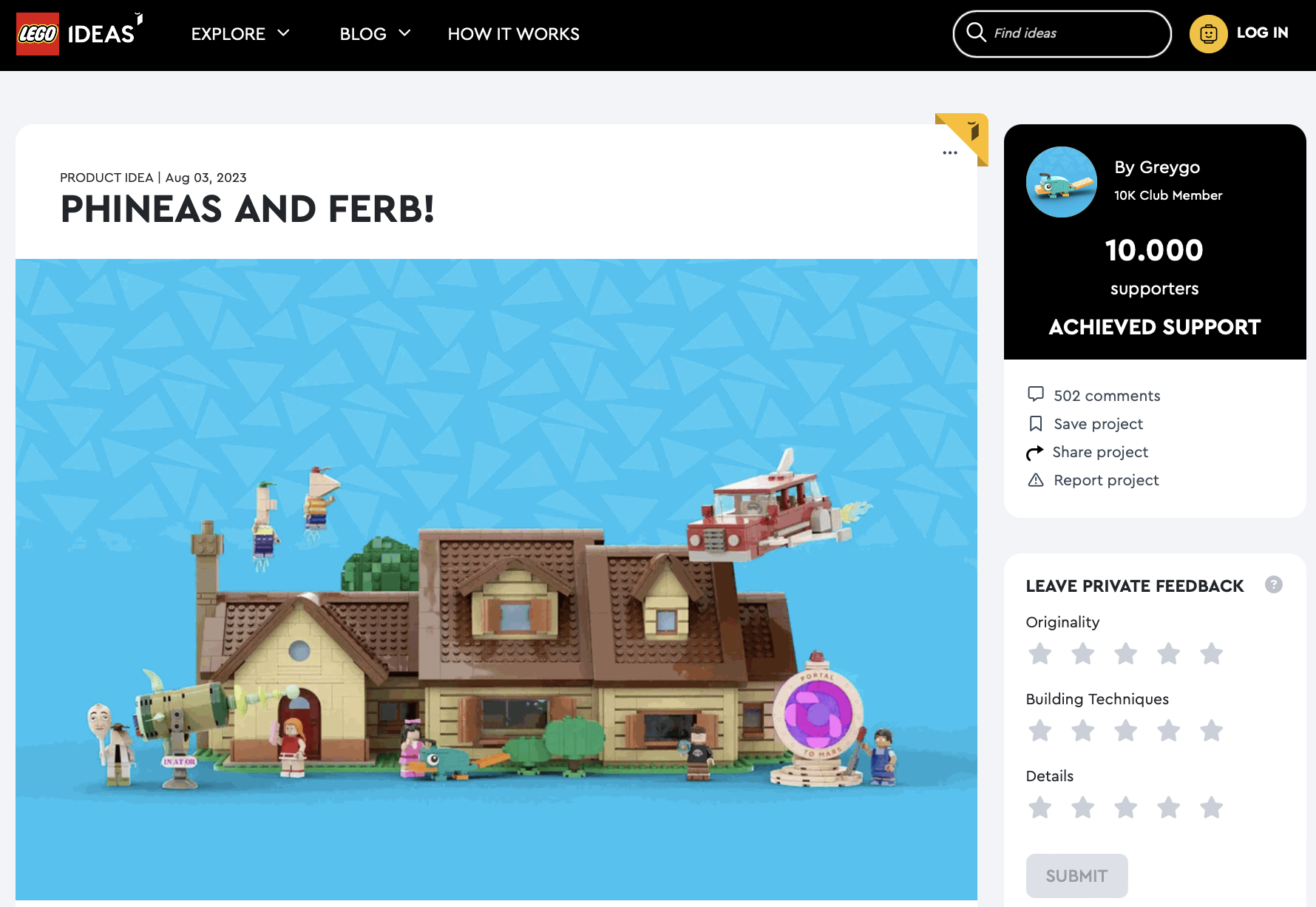 Phineas and Ferb! raggiunge i 10.000 like su LEGO Ideas
