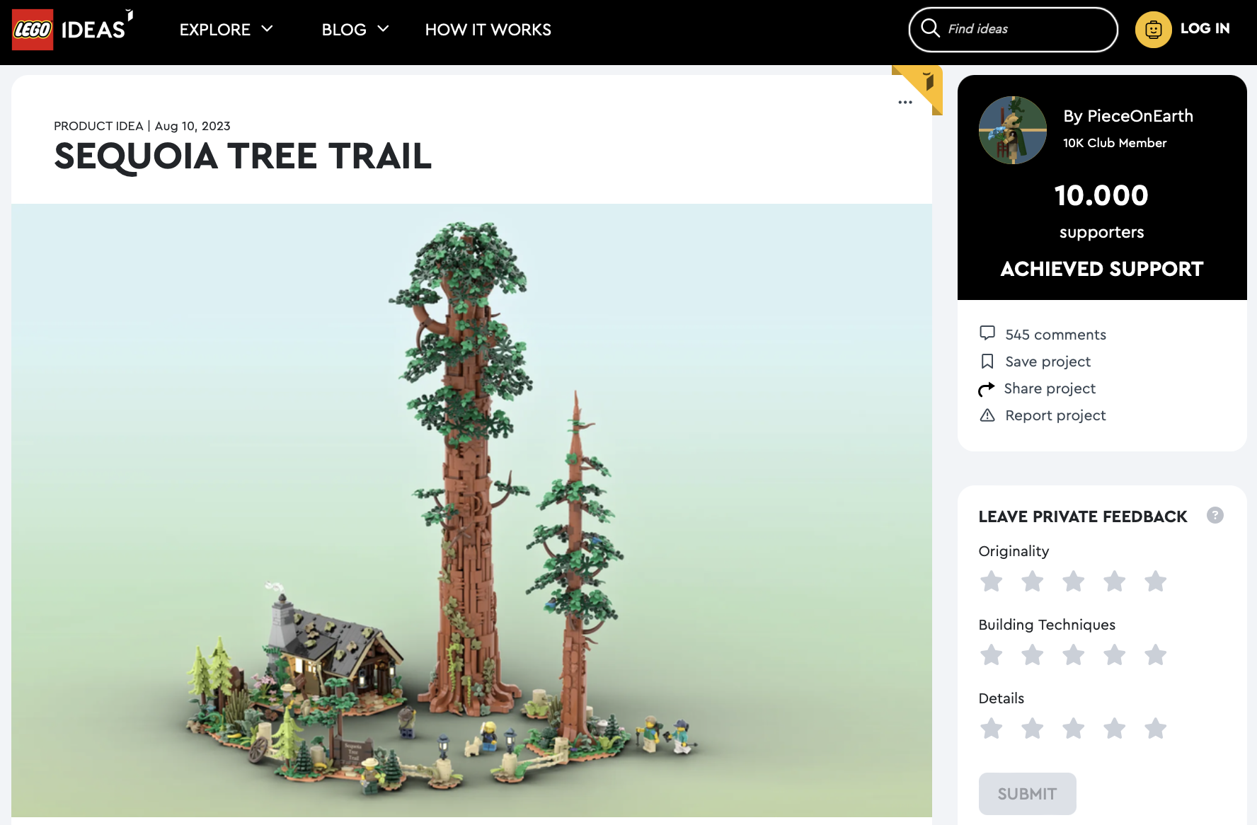 Sequoia Tree Trail ha raggiunto i 10.000 like su LEGO Ideas