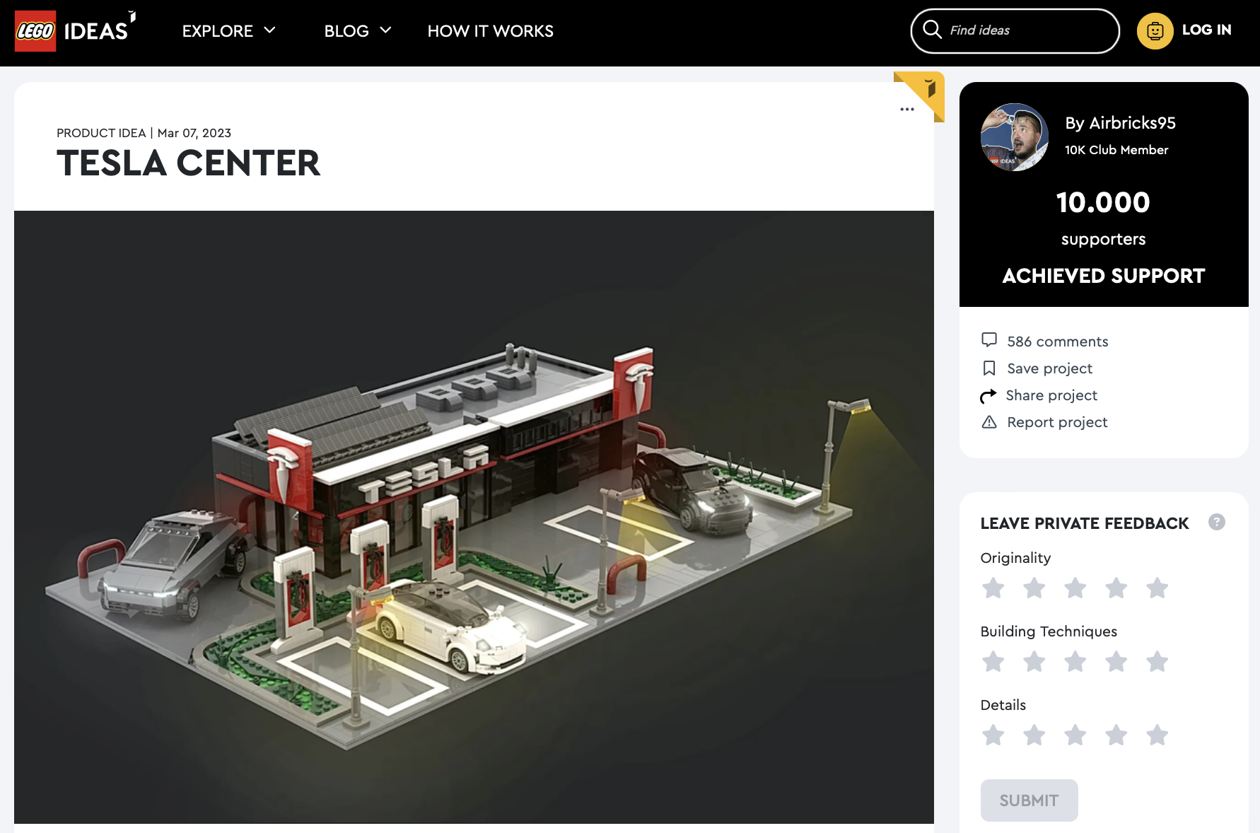 Tesla Center ha raggiunto i 10.000 like su LEGO Ideas