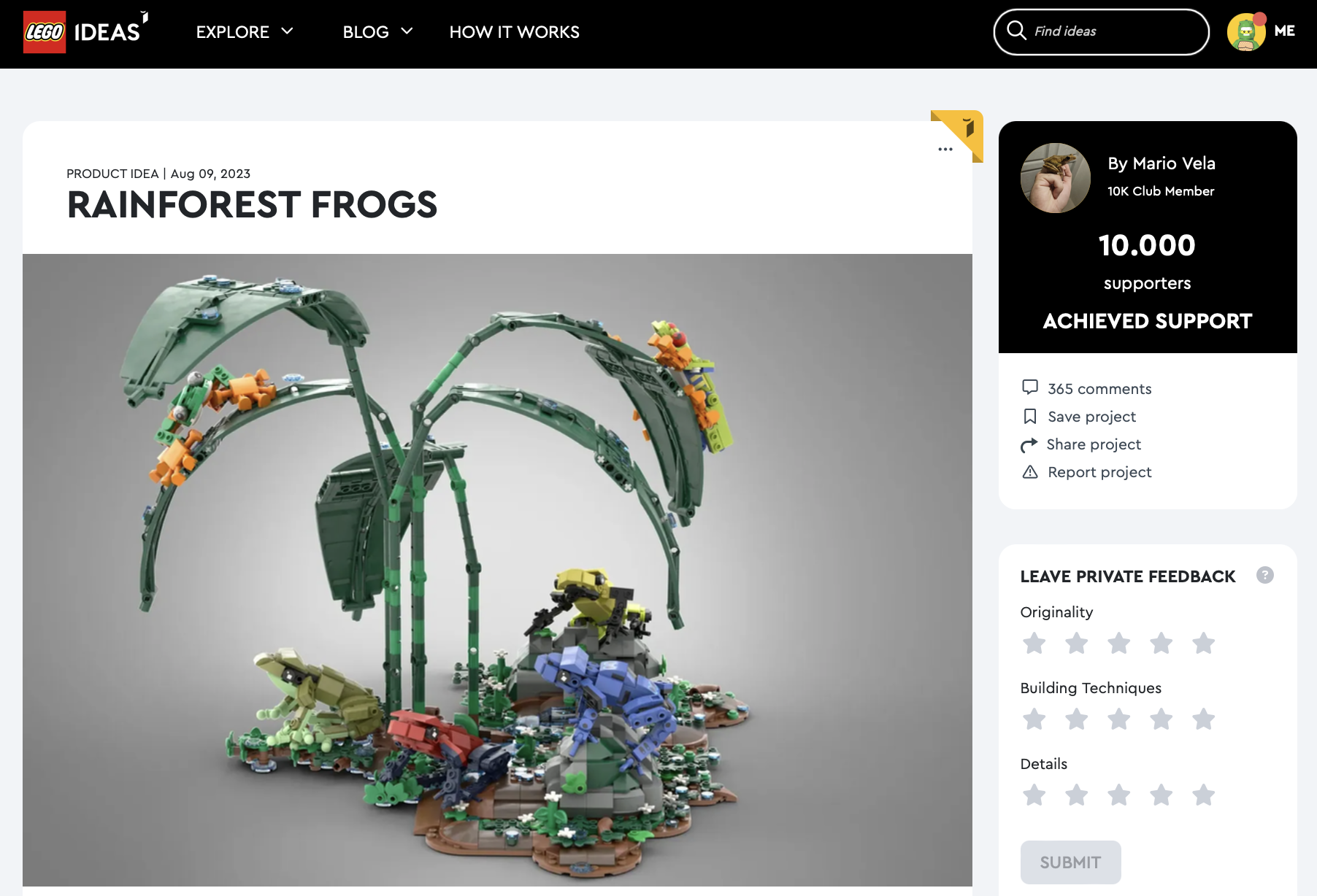 Rainforest Frogs ha raggiunto i 10.000 like su LEGO Ideas