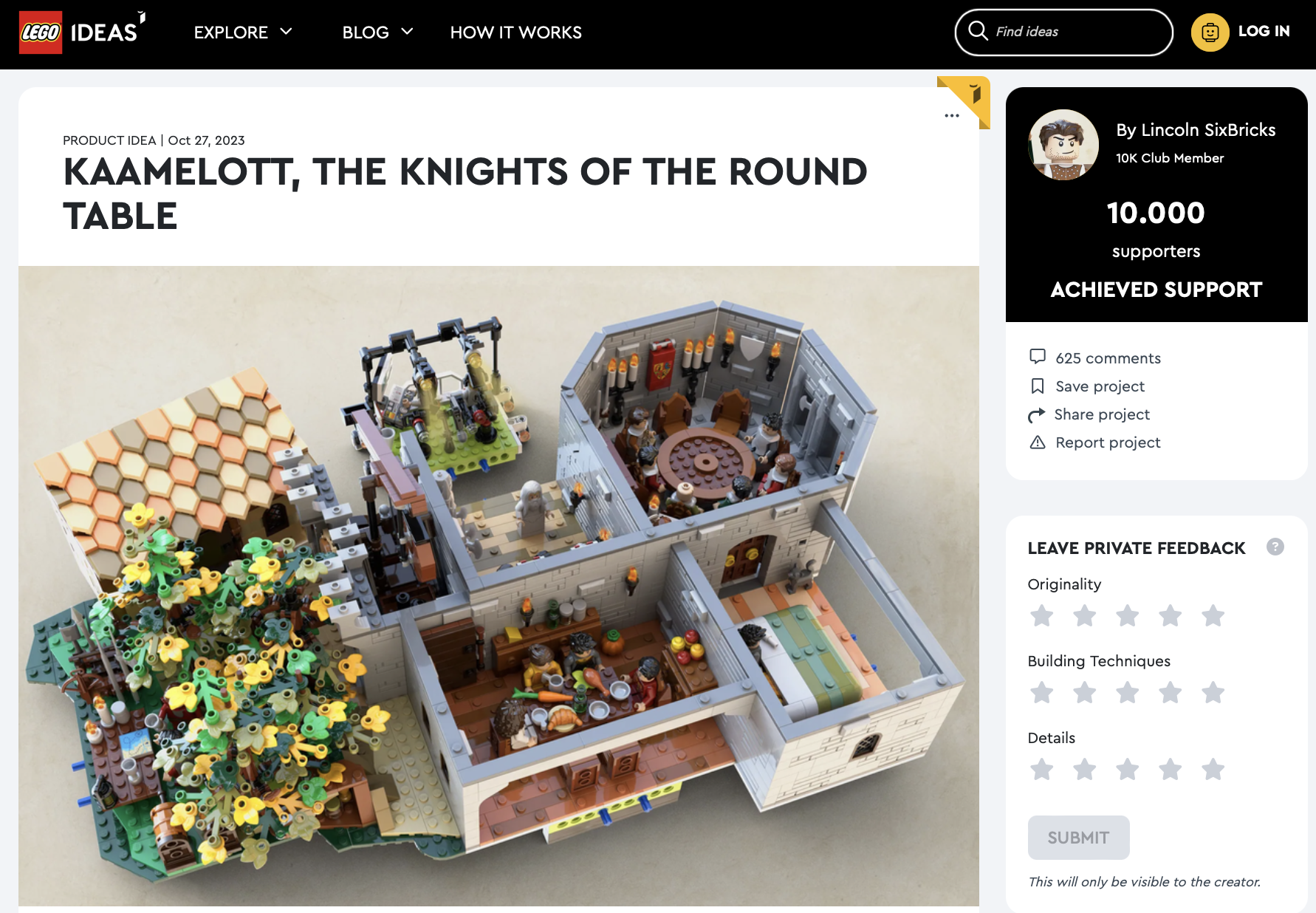 Kaamelott The Knights of the Round Table ha raggiunto 10.000 like su LEGO Ideas