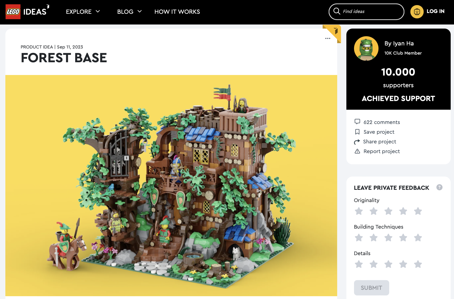Forest Base ha raggiunto 10.000 like su LEGO Ideas