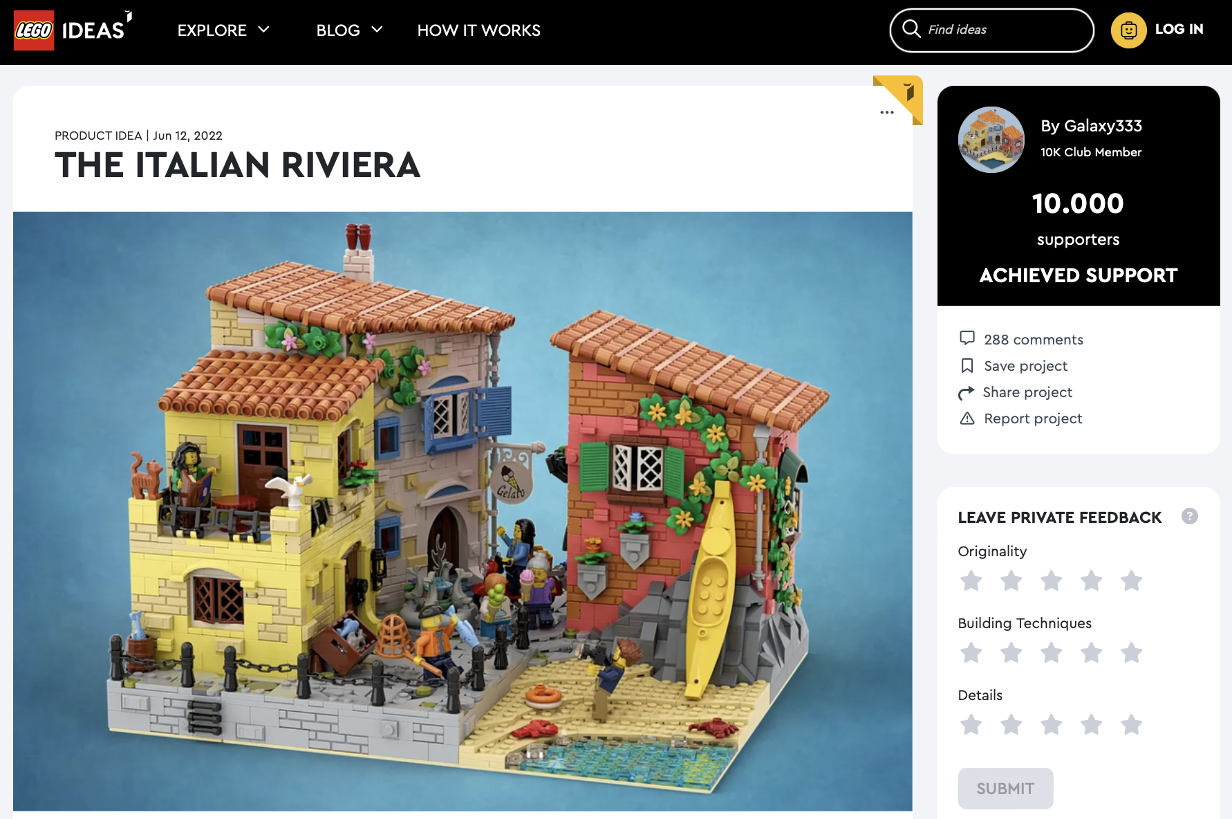 The Italian Riviera ha raggiunto 10.000 like su LEGO Ideas