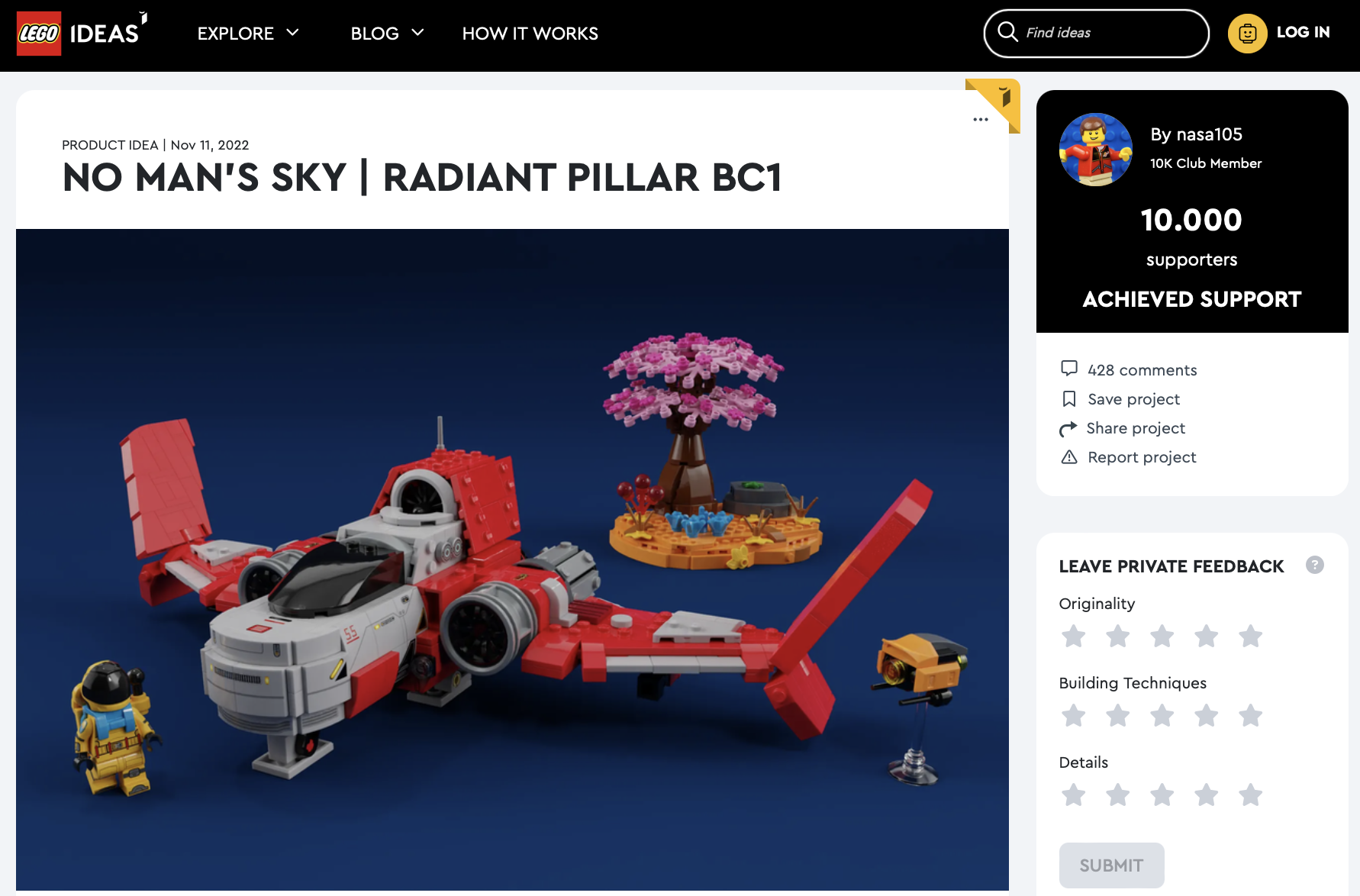 No man’s Sky – Radiant Pillar BC1 ha raggiuto 10.000 like su LEGO Ideas