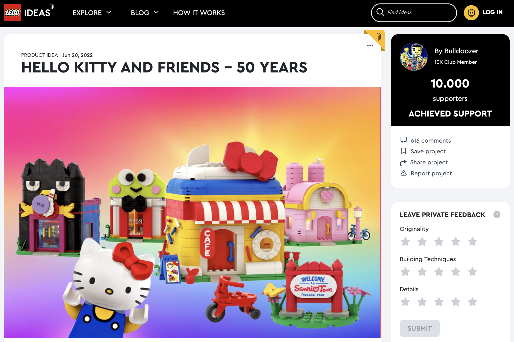 Hello Kitty and Friends – 50 Years raggiunge i 10k su LEGO Ideas