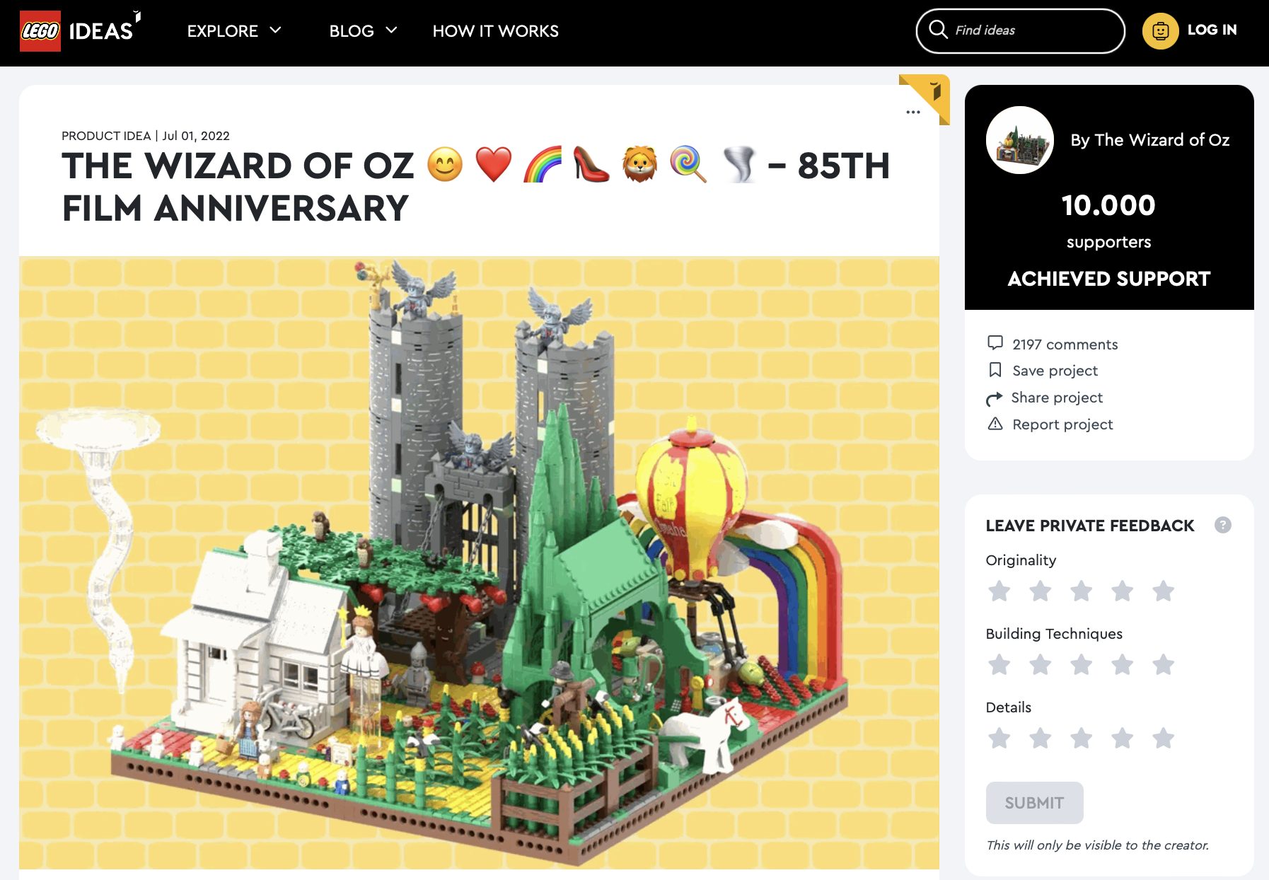 The Wizard of Oz – 85th Film Anniversary raggiunge i 10k su LEGO Ideas
