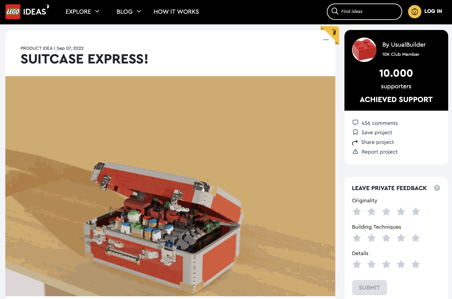 Suitcase Express! raggiunge i 10k su LEGO Ideas