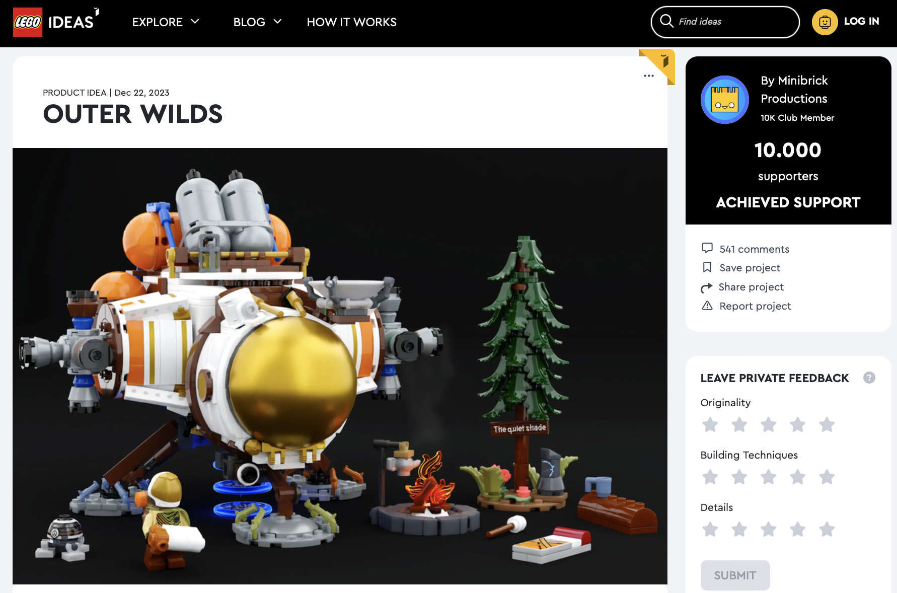 Outer Wilds raggiunge i 10k su LEGO Ideas