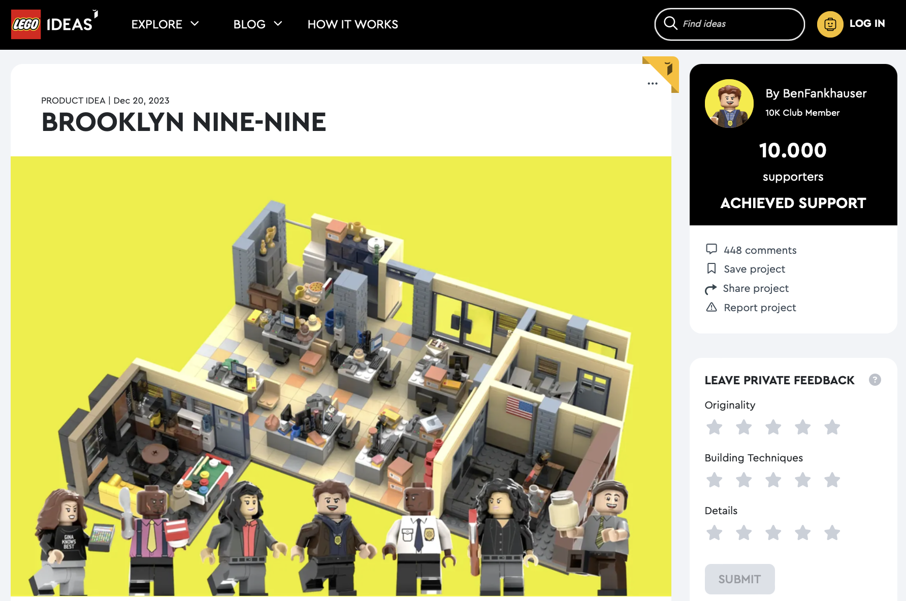 Brooklyn Nine-Nine raggiunge i 10k su LEGO Ideas