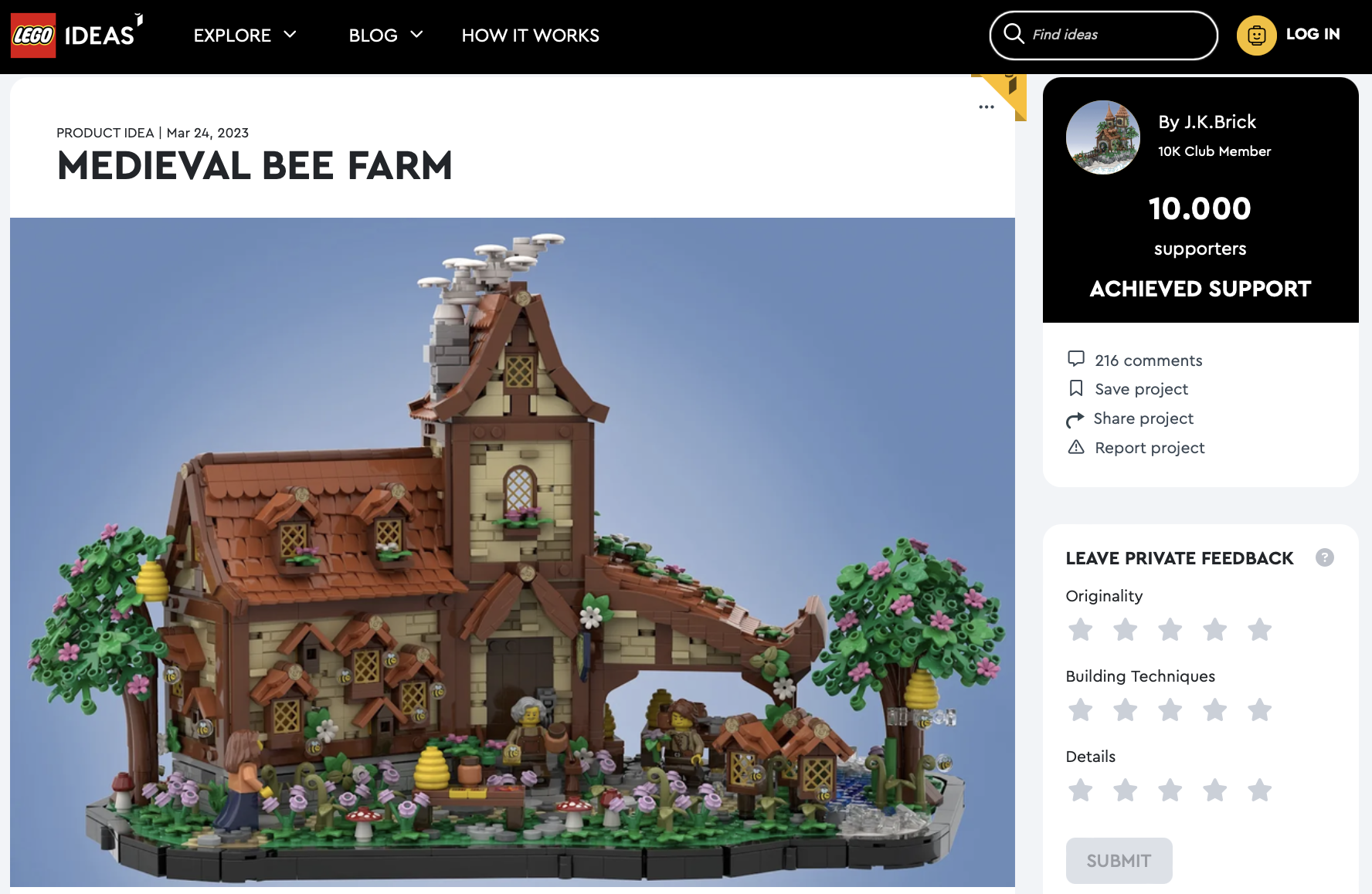 Medieval Bee Farm raggiunge i 10k su LEGO Ideas