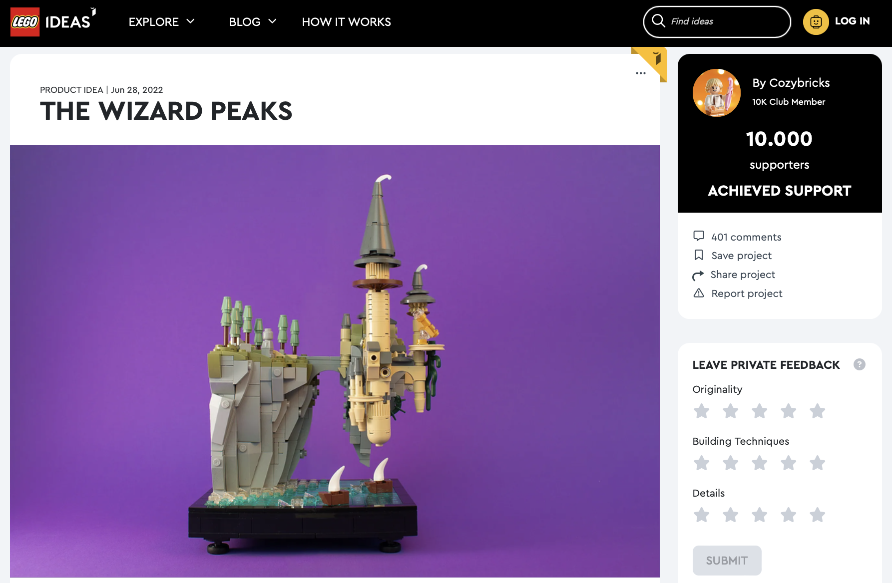 The Wizard Peaks raggiunge i 10k su LEGO Ideas