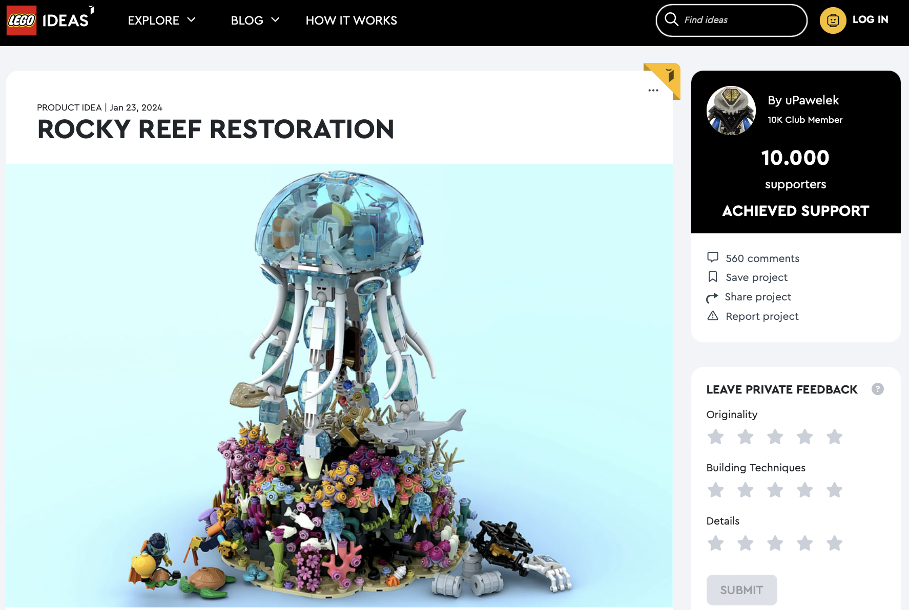 Rocky Reef Restoration raggiunge i 10k su LEGO Ideas