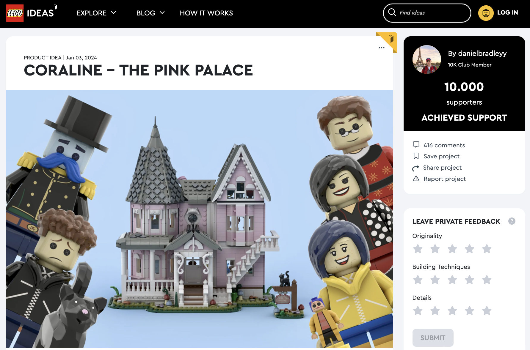 Coraline – The Pink Palace raggiunge i 10k su LEGO Ideas