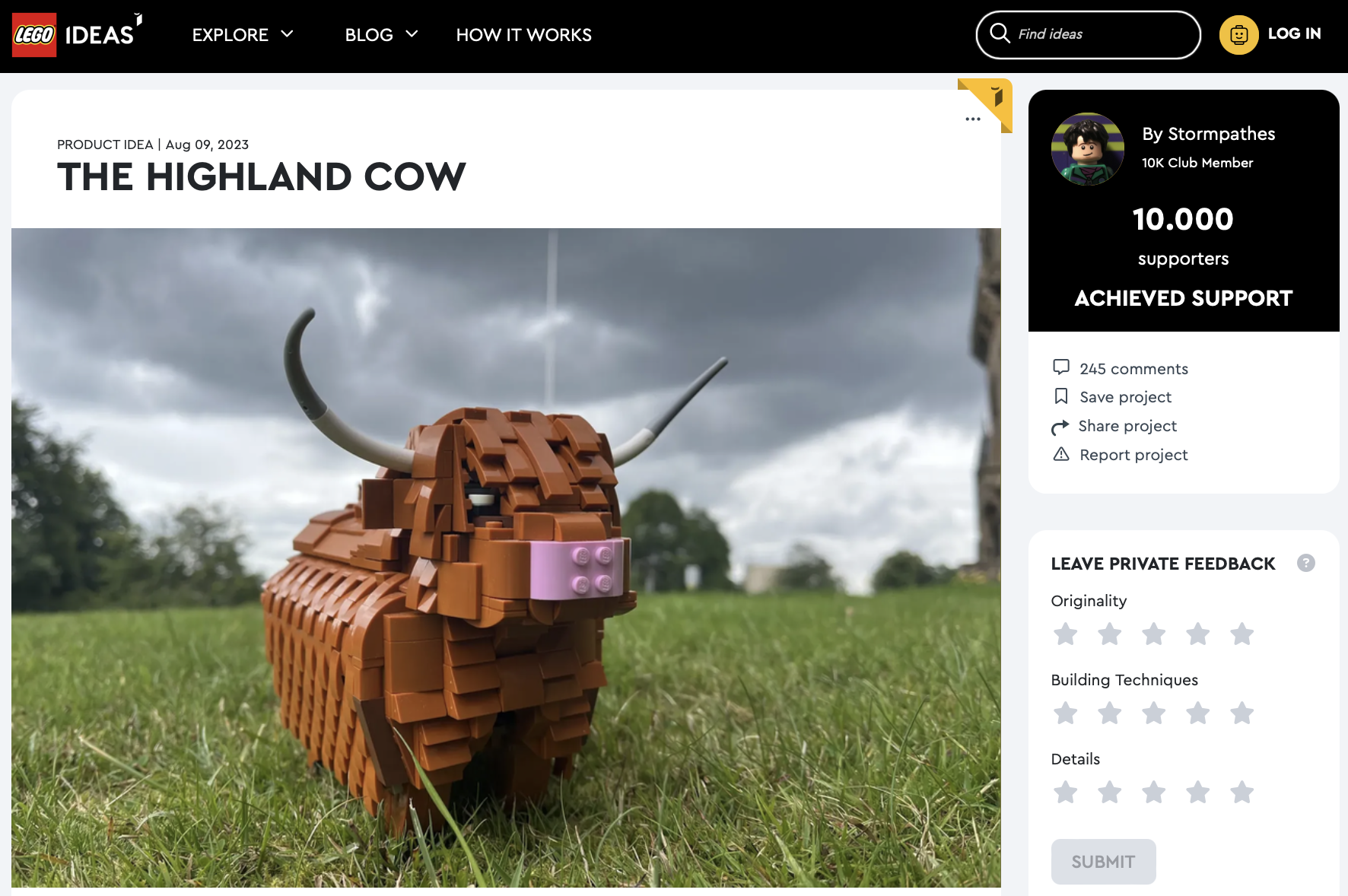 The Highland Cow raggiunge i 10k su LEGO Ideas