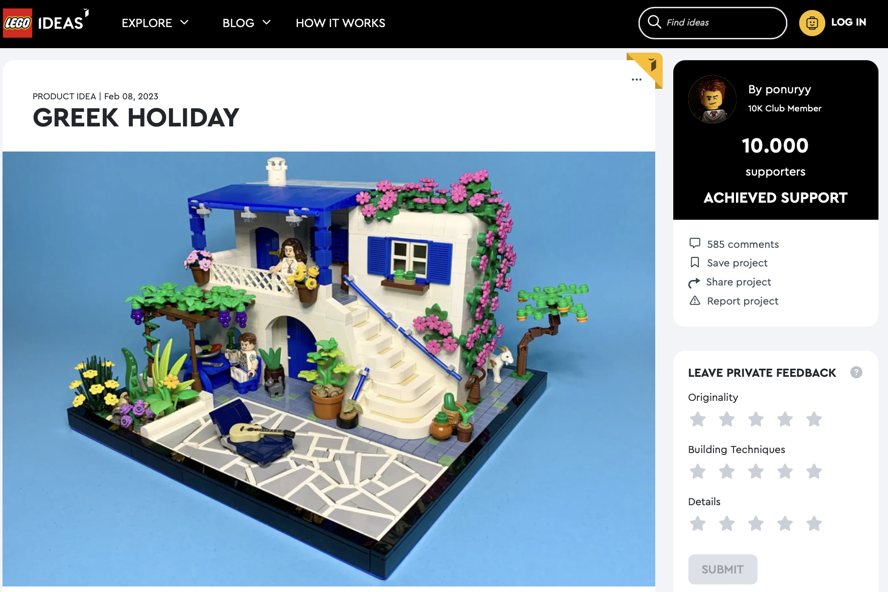 Greek Holiday raggiunge i 10k su LEGO Ideas