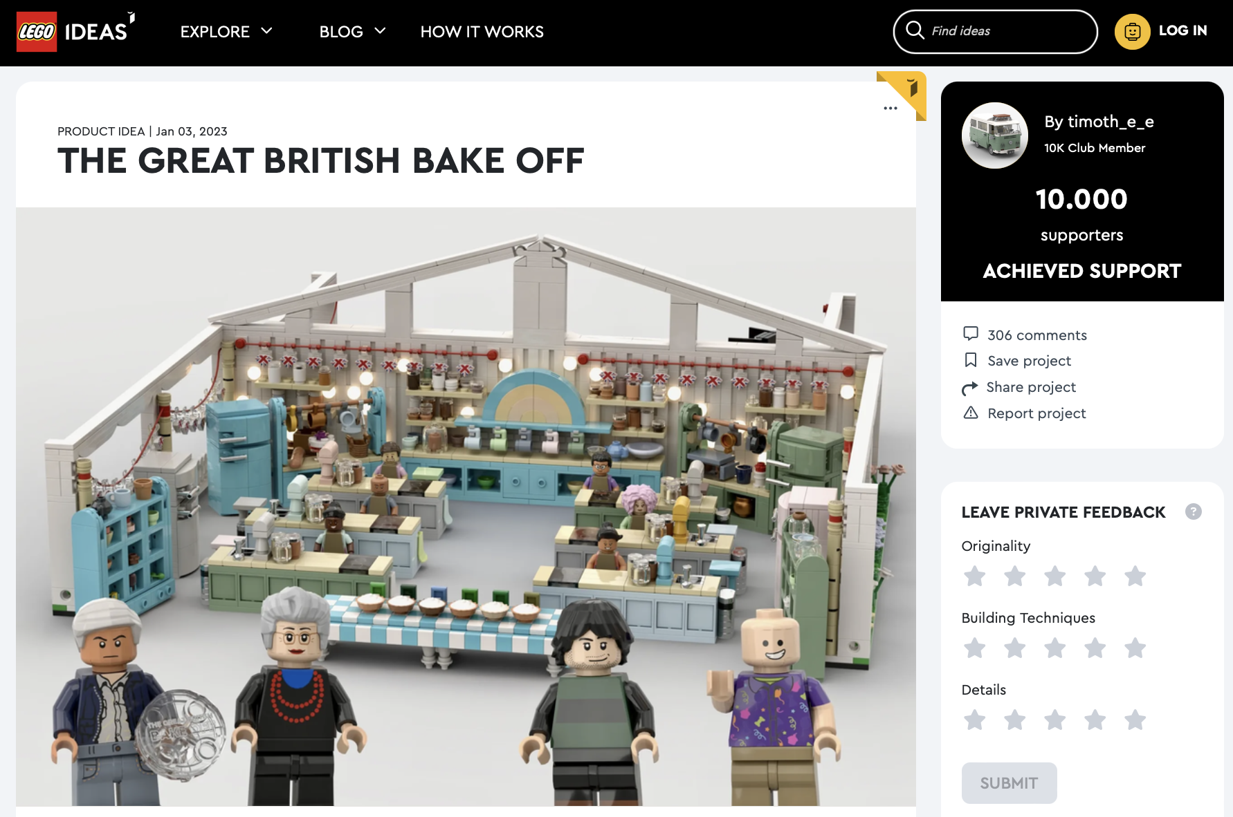 The Great British Bake Off raggiunge i 10k su LEGO Ideas