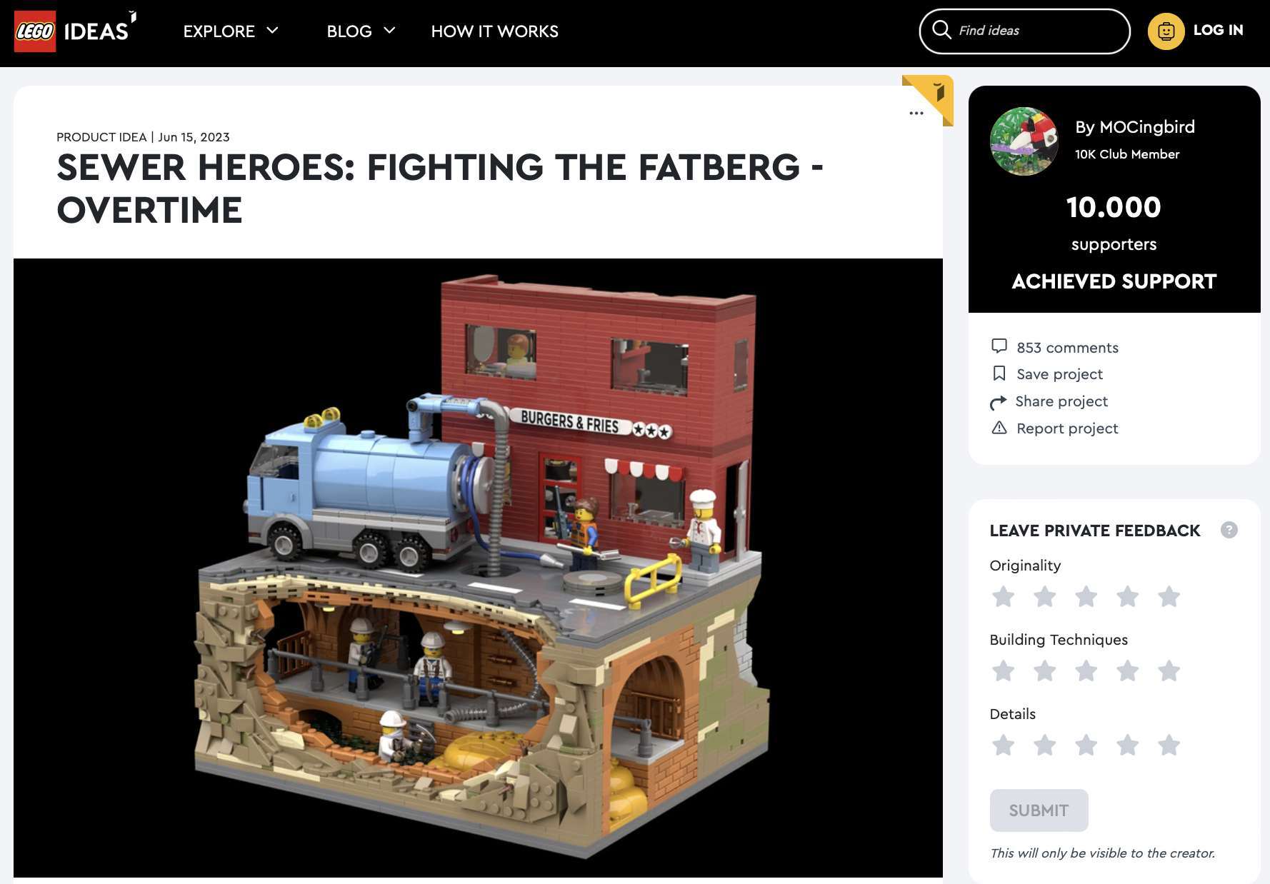 Sewer Heroes: Fighting the Fatberg – Overtime raggiunge i 10k su LEGO Ideas